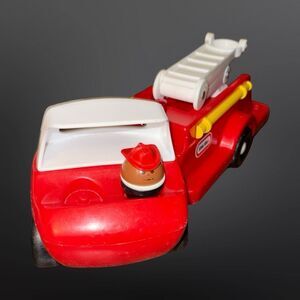 Vintage Classic Little Tikes African American Fireman Figure & Fire Engine
